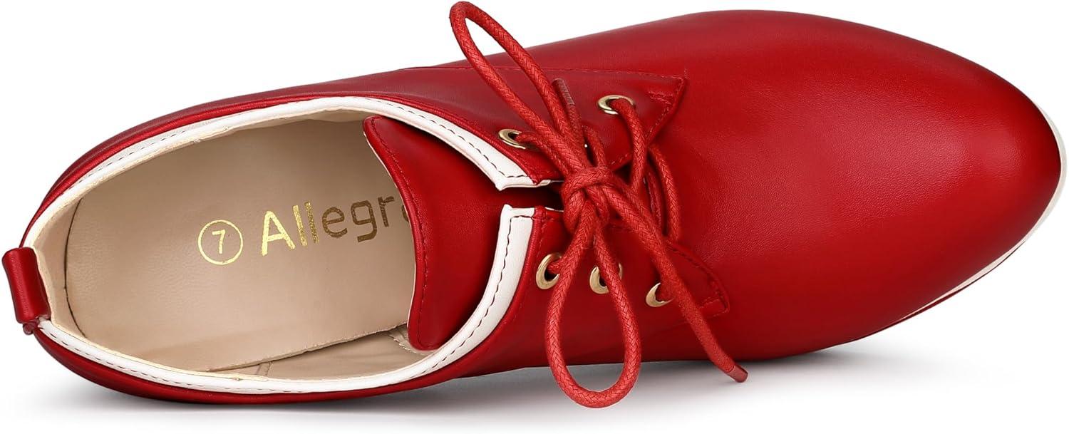 imageAllegra K Womens Platform Lace Up Chunky Heels Ankle BootsRed