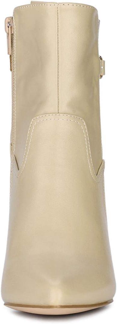 imageAllegra K Womens Pointed Toe Chunky High Heels Ankle BootsBeige