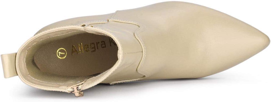 imageAllegra K Womens Pointed Toe Chunky High Heels Ankle BootsBeige