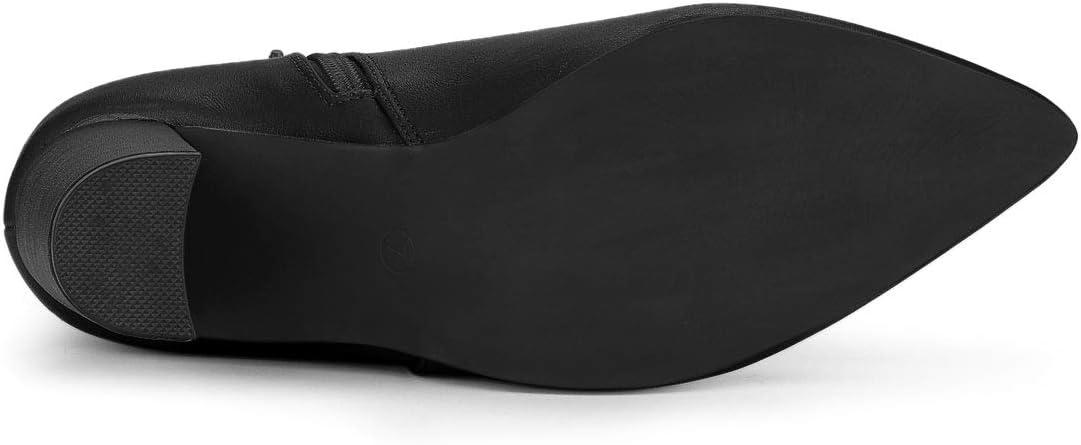 imageAllegra K Womens Pointed Toe Chunky High Heels Ankle BootsBlack