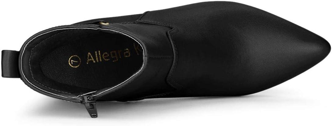 imageAllegra K Womens Pointed Toe Chunky High Heels Ankle BootsBlack
