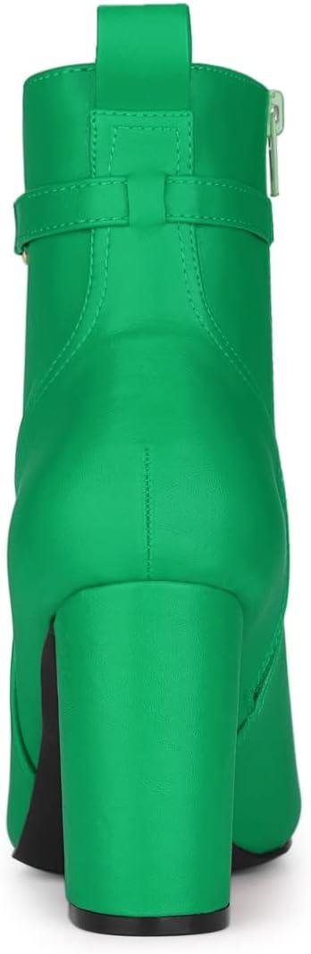 imageAllegra K Womens Pointed Toe Chunky High Heels Ankle BootsGrass Green