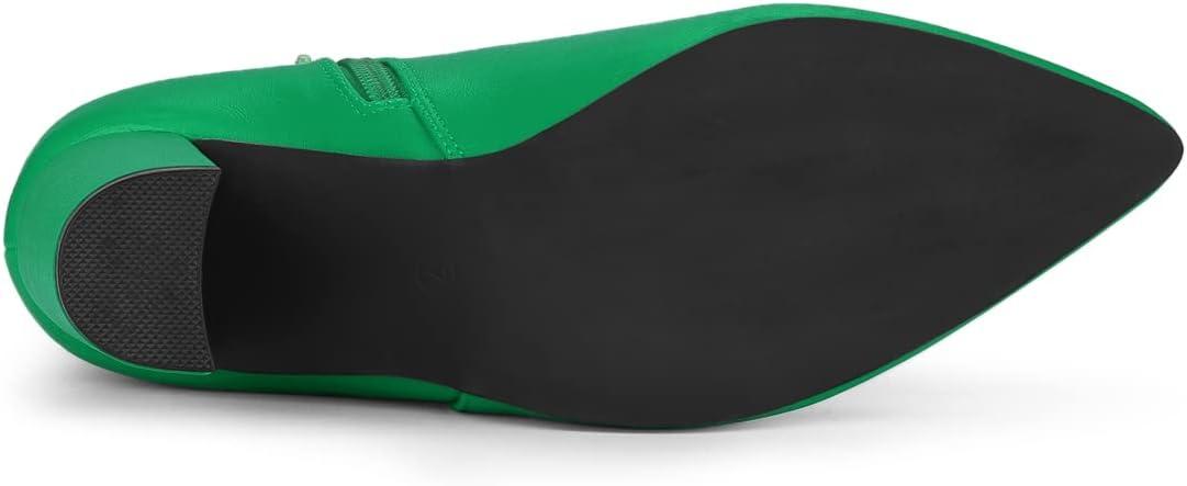 imageAllegra K Womens Pointed Toe Chunky High Heels Ankle BootsGrass Green