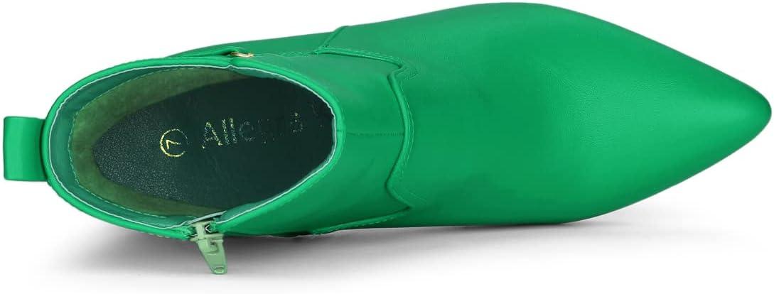 imageAllegra K Womens Pointed Toe Chunky High Heels Ankle BootsGrass Green