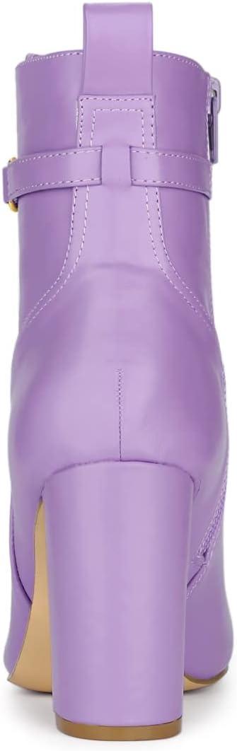 imageAllegra K Womens Pointed Toe Chunky High Heels Ankle BootsPurple