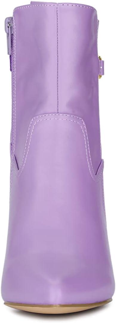 imageAllegra K Womens Pointed Toe Chunky High Heels Ankle BootsPurple