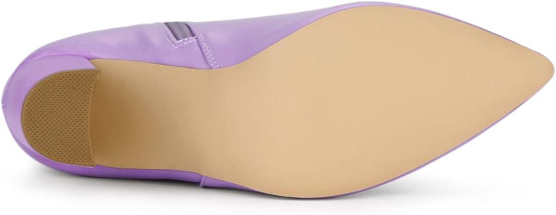 imageAllegra K Womens Pointed Toe Chunky High Heels Ankle BootsPurple