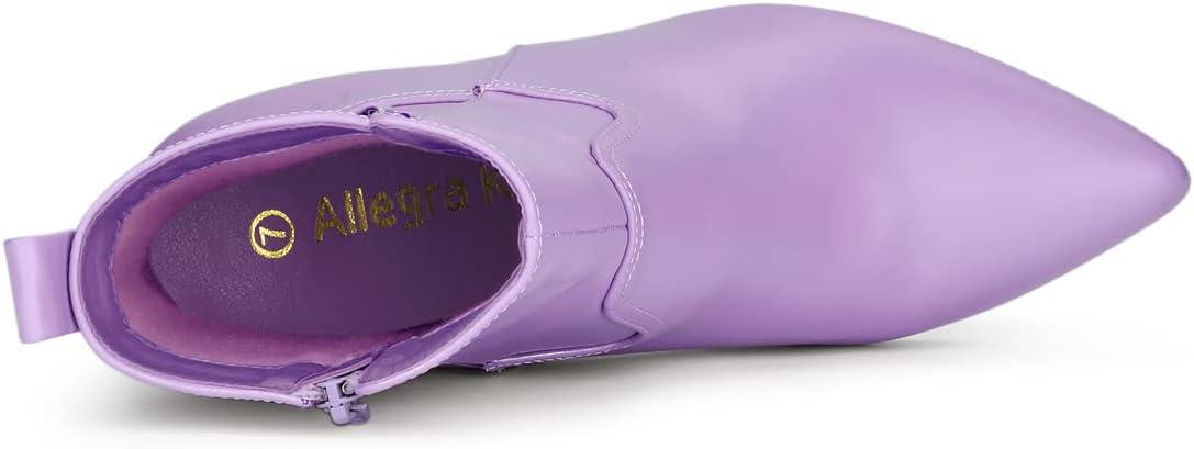 imageAllegra K Womens Pointed Toe Chunky High Heels Ankle BootsPurple