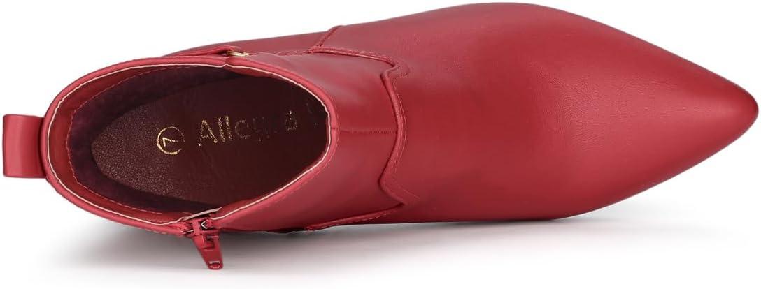 imageAllegra K Womens Pointed Toe Chunky High Heels Ankle BootsRed
