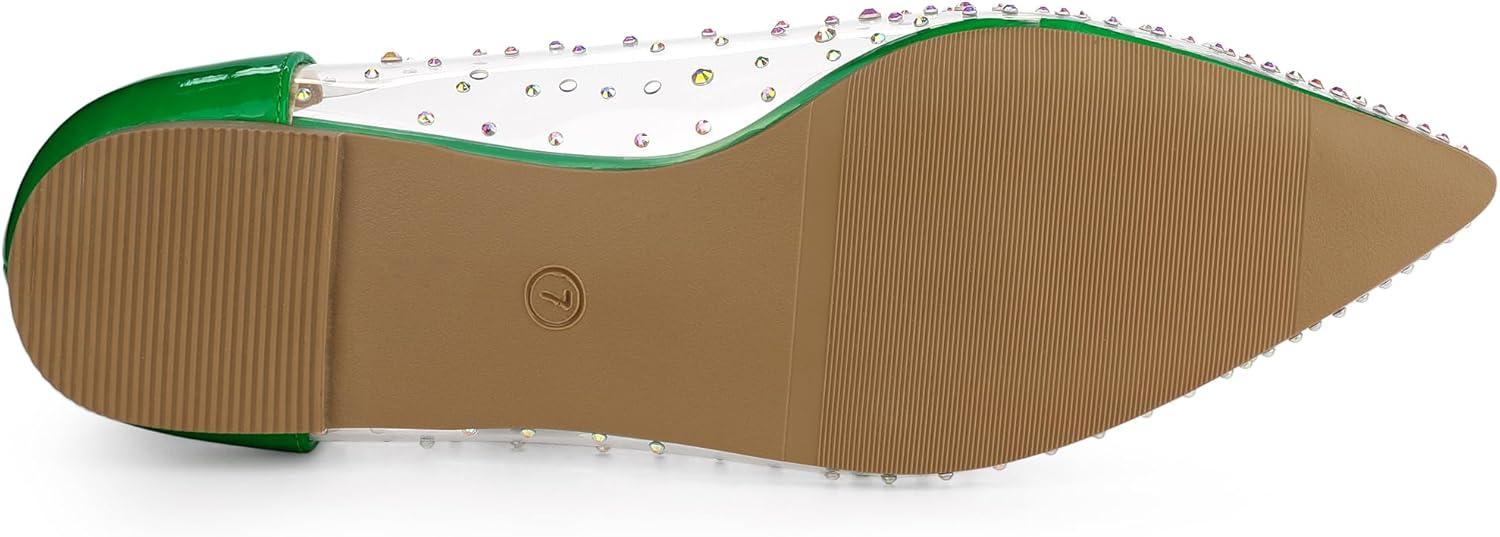 imageAllegra K Womens Pointed Toe Clear Rhinestone Ballet FlatsGreen