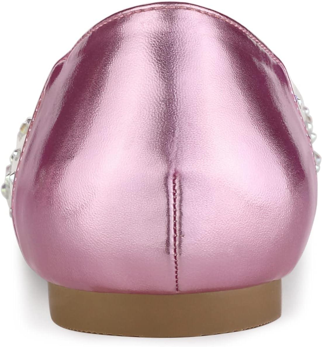 imageAllegra K Womens Pointed Toe Clear Rhinestone Ballet FlatsPink
