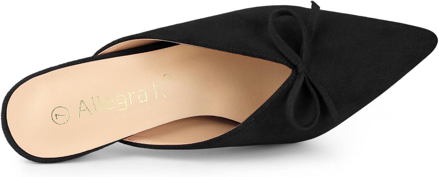 imageAllegra K Womens Pointed Toe Mid Slides Heel MulesBlack