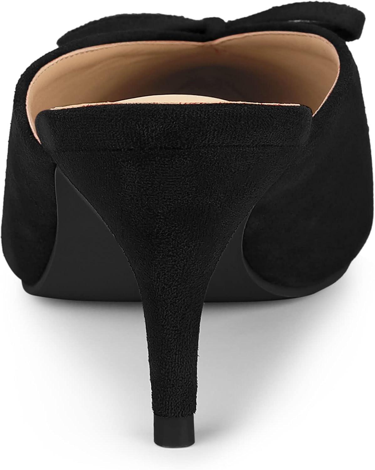 imageAllegra K Womens Pointed Toe Mid Slides Heel MulesBlack