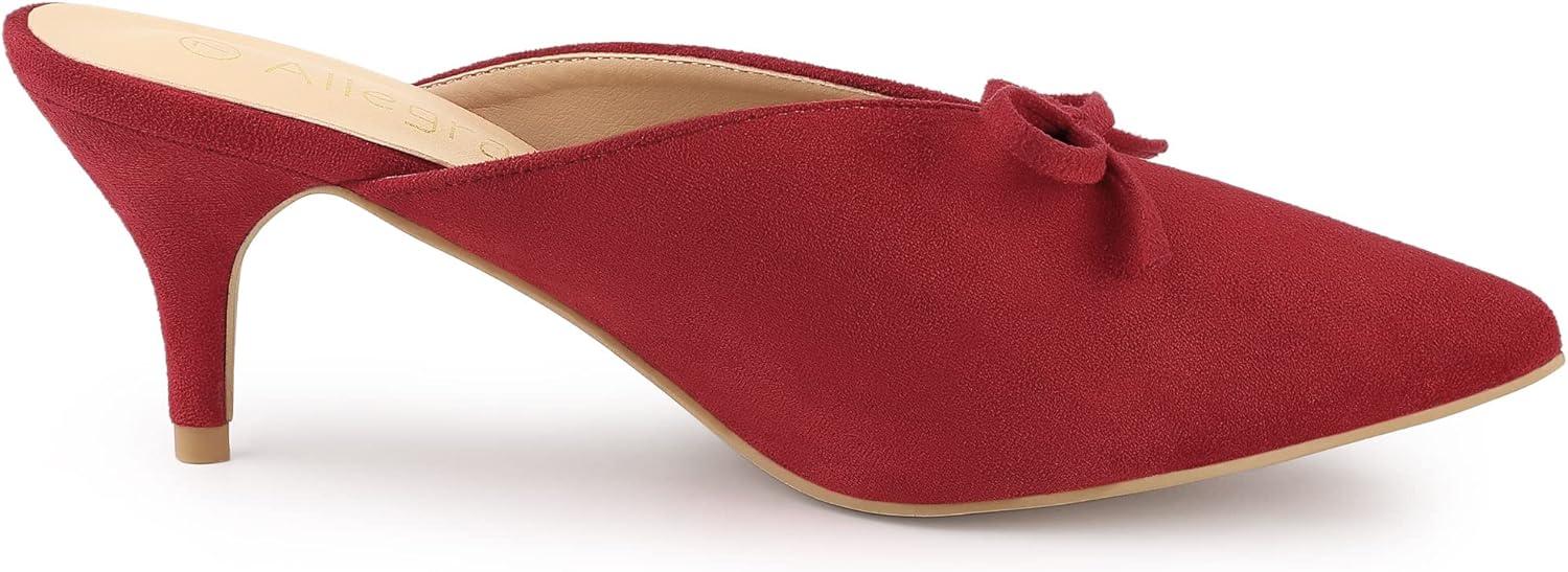 imageAllegra K Womens Pointed Toe Mid Slides Heel MulesRed