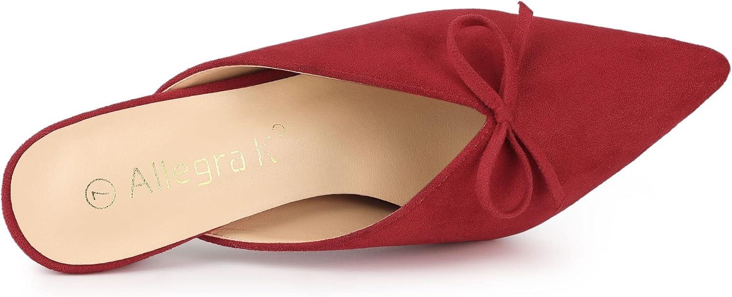 imageAllegra K Womens Pointed Toe Mid Slides Heel MulesRed