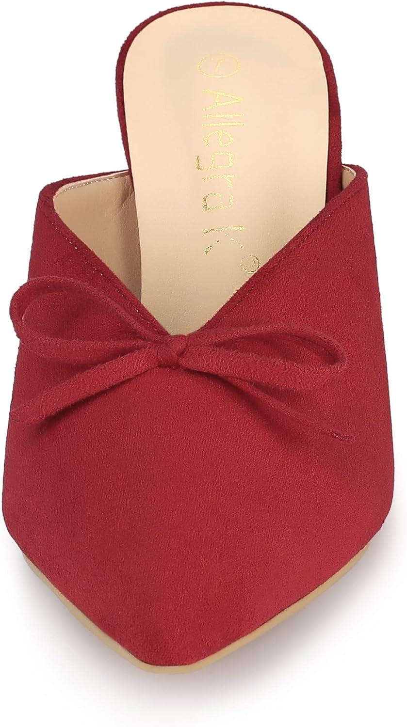 imageAllegra K Womens Pointed Toe Mid Slides Heel MulesRed