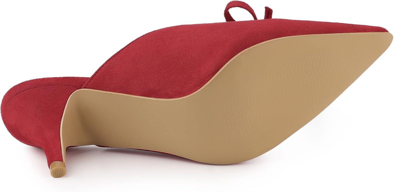imageAllegra K Womens Pointed Toe Mid Slides Heel MulesRed