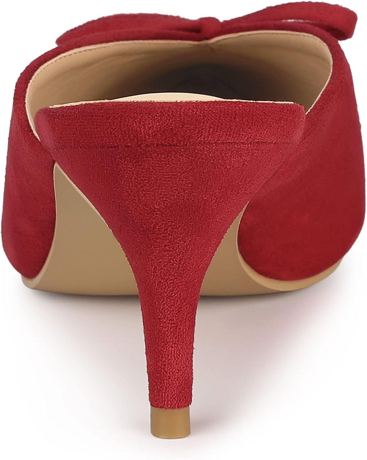 imageAllegra K Womens Pointed Toe Mid Slides Heel MulesRed