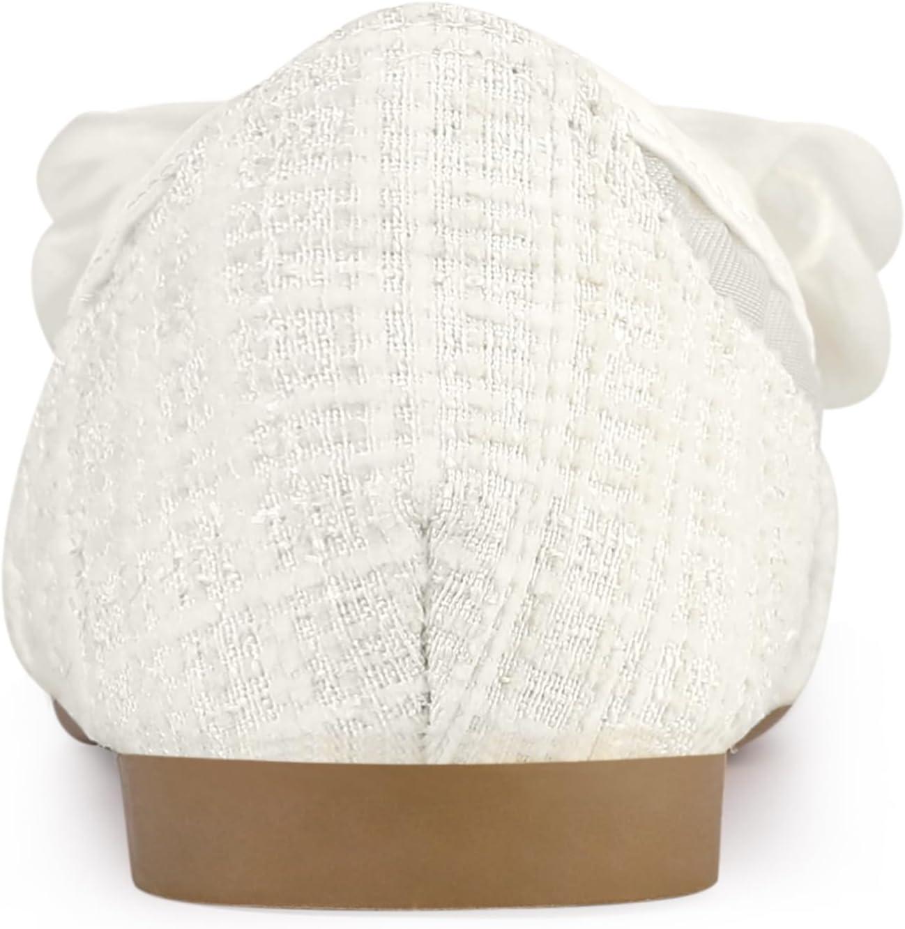 imageAllegra K Womens Pointed Toe Rhinestone Bow Slip on Mesh Ballet FlatsWhite