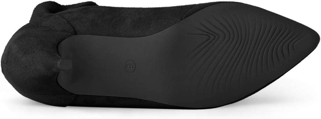 imageAllegra K Womens Pointed Toe Stiletto Heel Ruffle Ankle BootsBlack