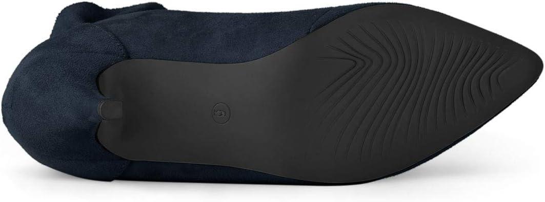 imageAllegra K Womens Pointed Toe Stiletto Heel Ruffle Ankle BootsNavy Blue