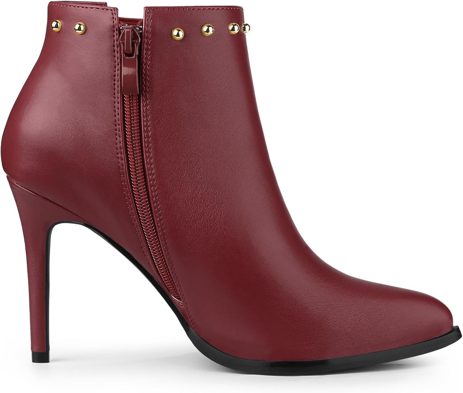 imageAllegra K Womens Pointed Toe Stiletto Heels Heel Chelsea Ankle BootsBurgundy