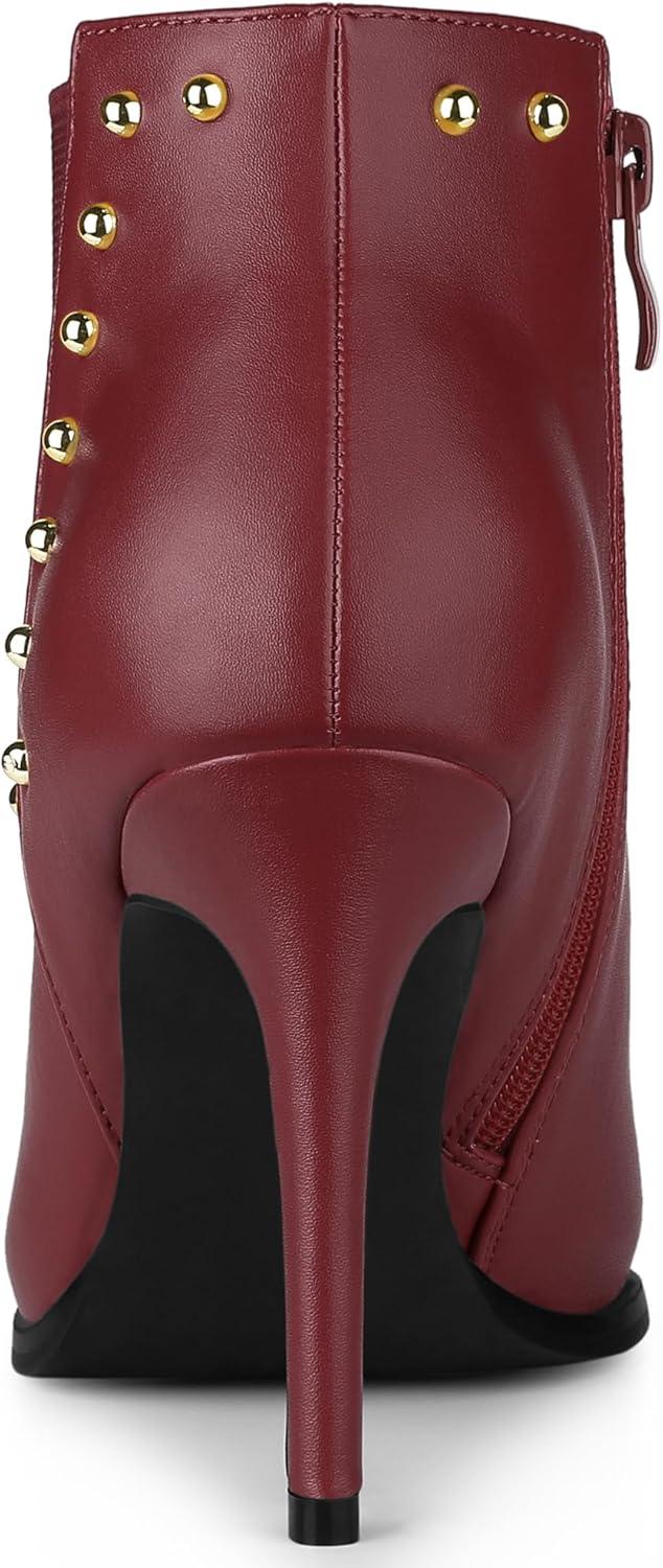 imageAllegra K Womens Pointed Toe Stiletto Heels Heel Chelsea Ankle BootsBurgundy