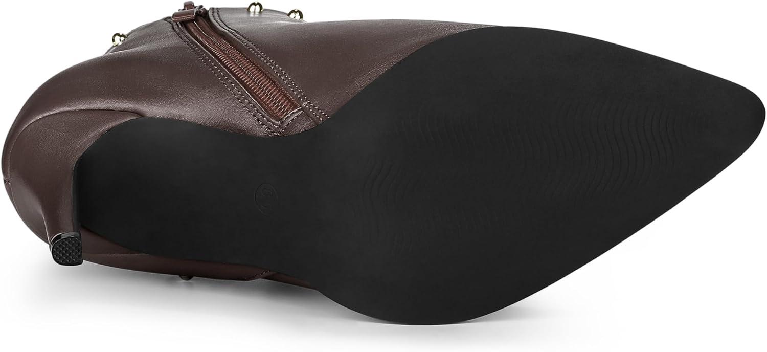 imageAllegra K Womens Pointed Toe Stiletto Heels Heel Chelsea Ankle BootsCoffee