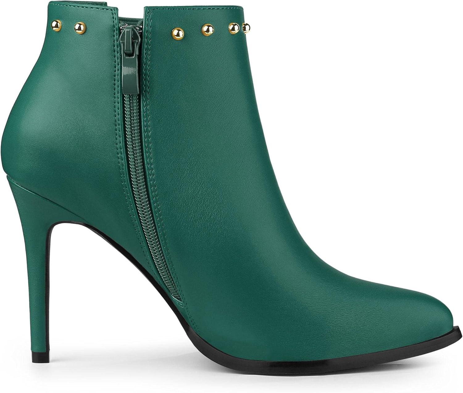 imageAllegra K Womens Pointed Toe Stiletto Heels Heel Chelsea Ankle BootsEmerald Green