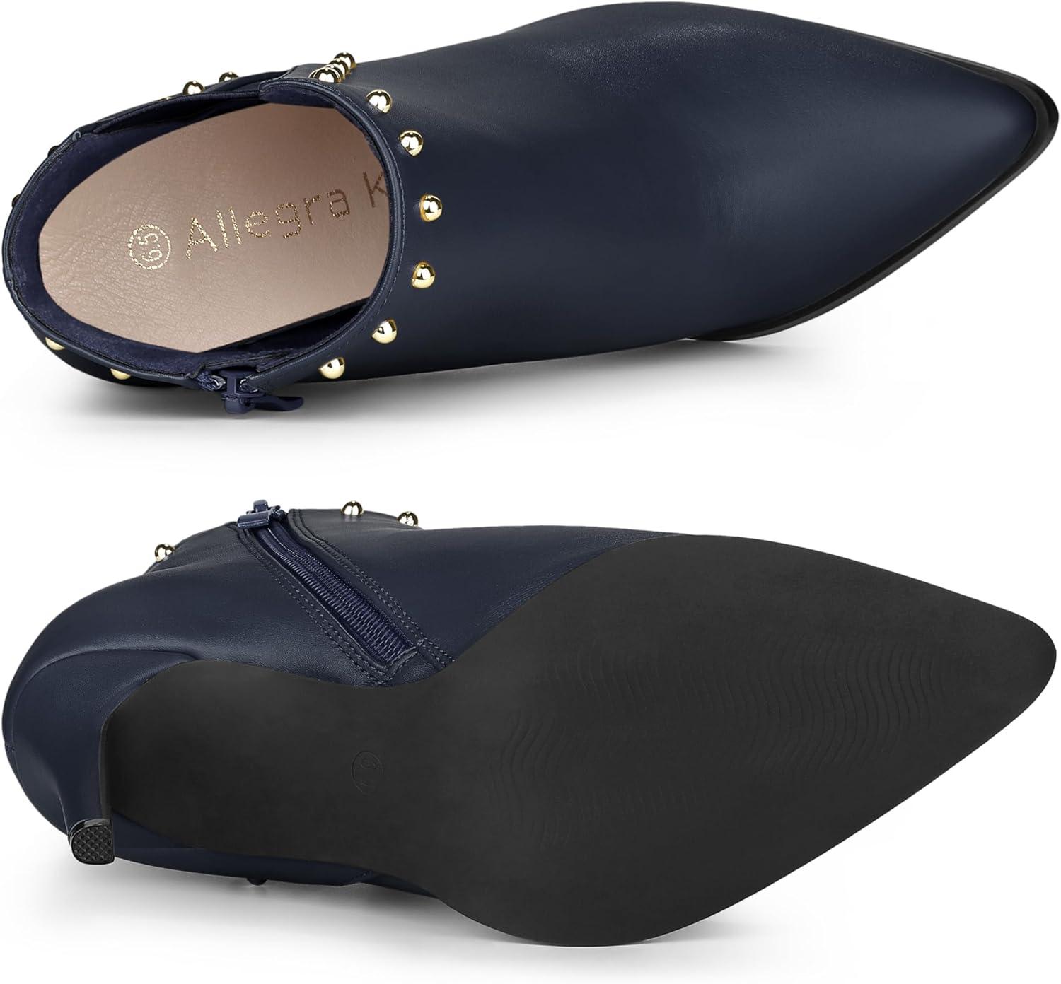 imageAllegra K Womens Pointed Toe Stiletto Heels Heel Chelsea Ankle BootsNavy Blue