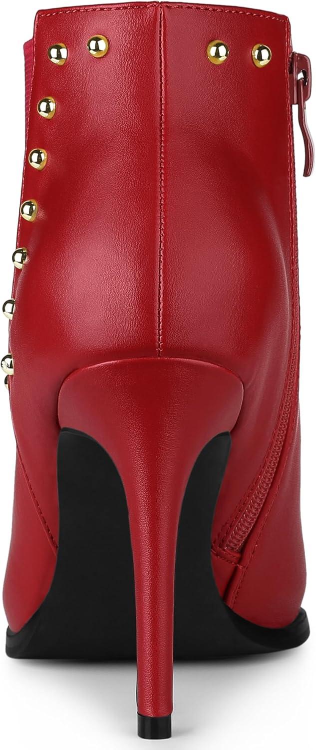 imageAllegra K Womens Pointed Toe Stiletto Heels Heel Chelsea Ankle BootsRed