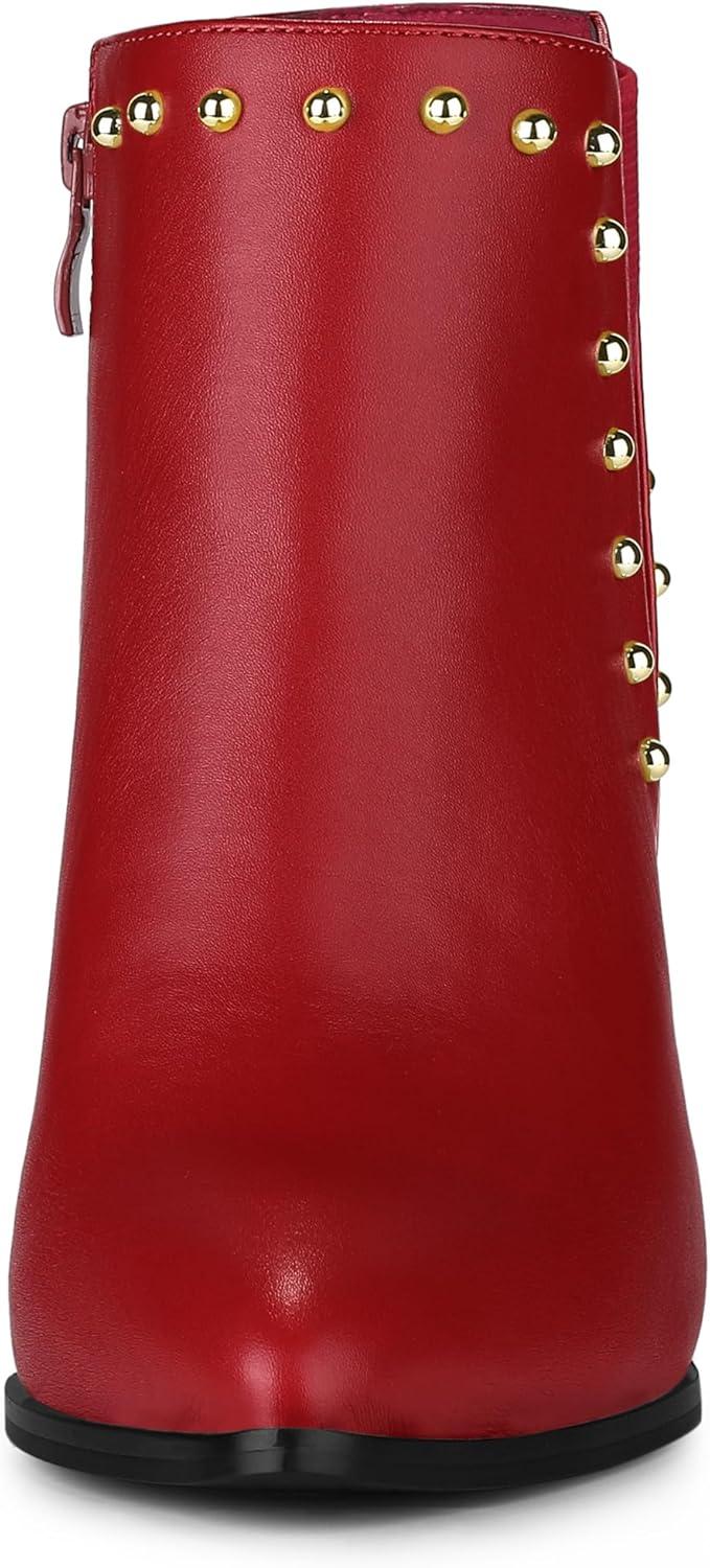 imageAllegra K Womens Pointed Toe Stiletto Heels Heel Chelsea Ankle BootsRed