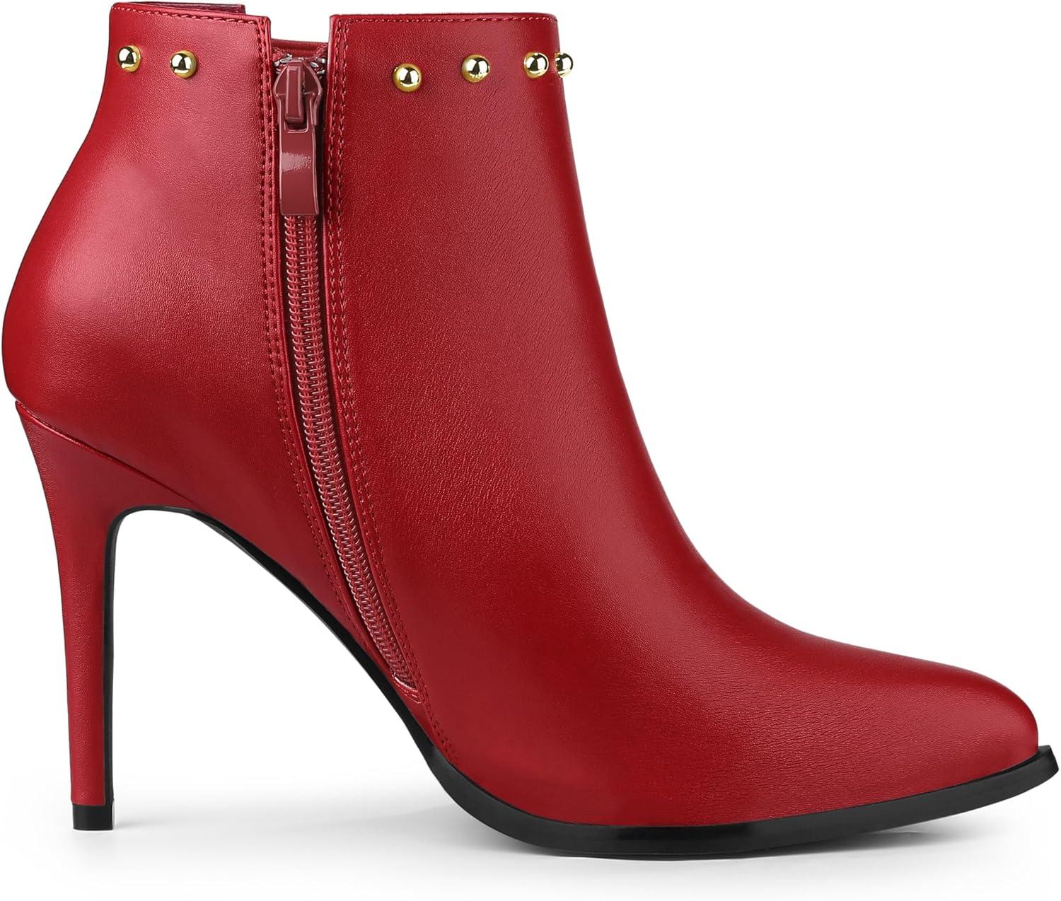 imageAllegra K Womens Pointed Toe Stiletto Heels Heel Chelsea Ankle BootsRed