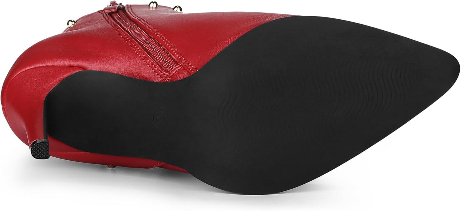 imageAllegra K Womens Pointed Toe Stiletto Heels Heel Chelsea Ankle BootsRed