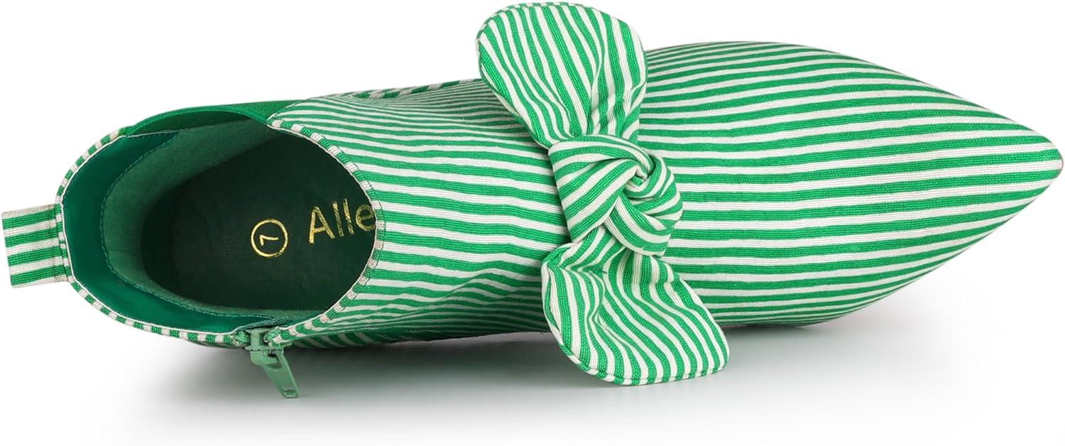 imageAllegra K Womens Pointed Toe Zip Striped Chunky Heels Ankle BootsGreen