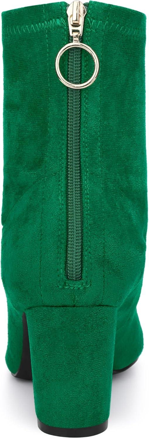 imageAllegra K Womens Pointed Toe Zipper Chunky Heels Ankle BootsEmerald Green