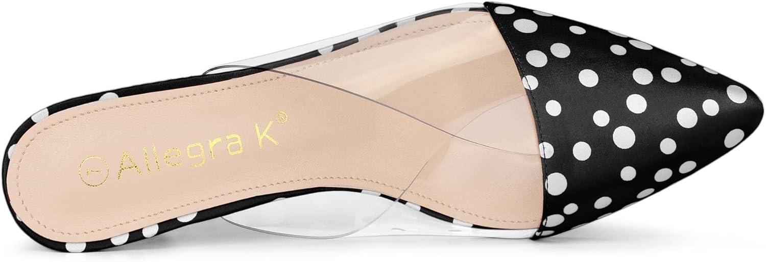 imageAllegra K Womens Polka Dots Clear Chunky Heels Slides MulesBlack