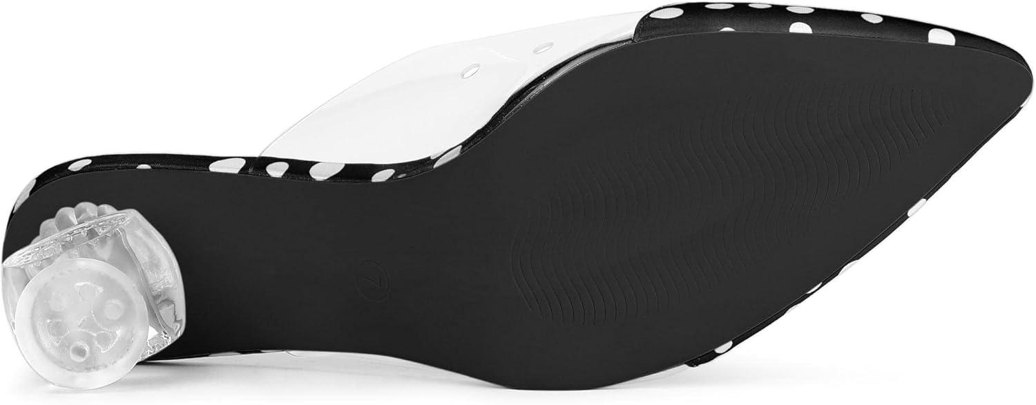 imageAllegra K Womens Polka Dots Clear Chunky Heels Slides MulesBlack