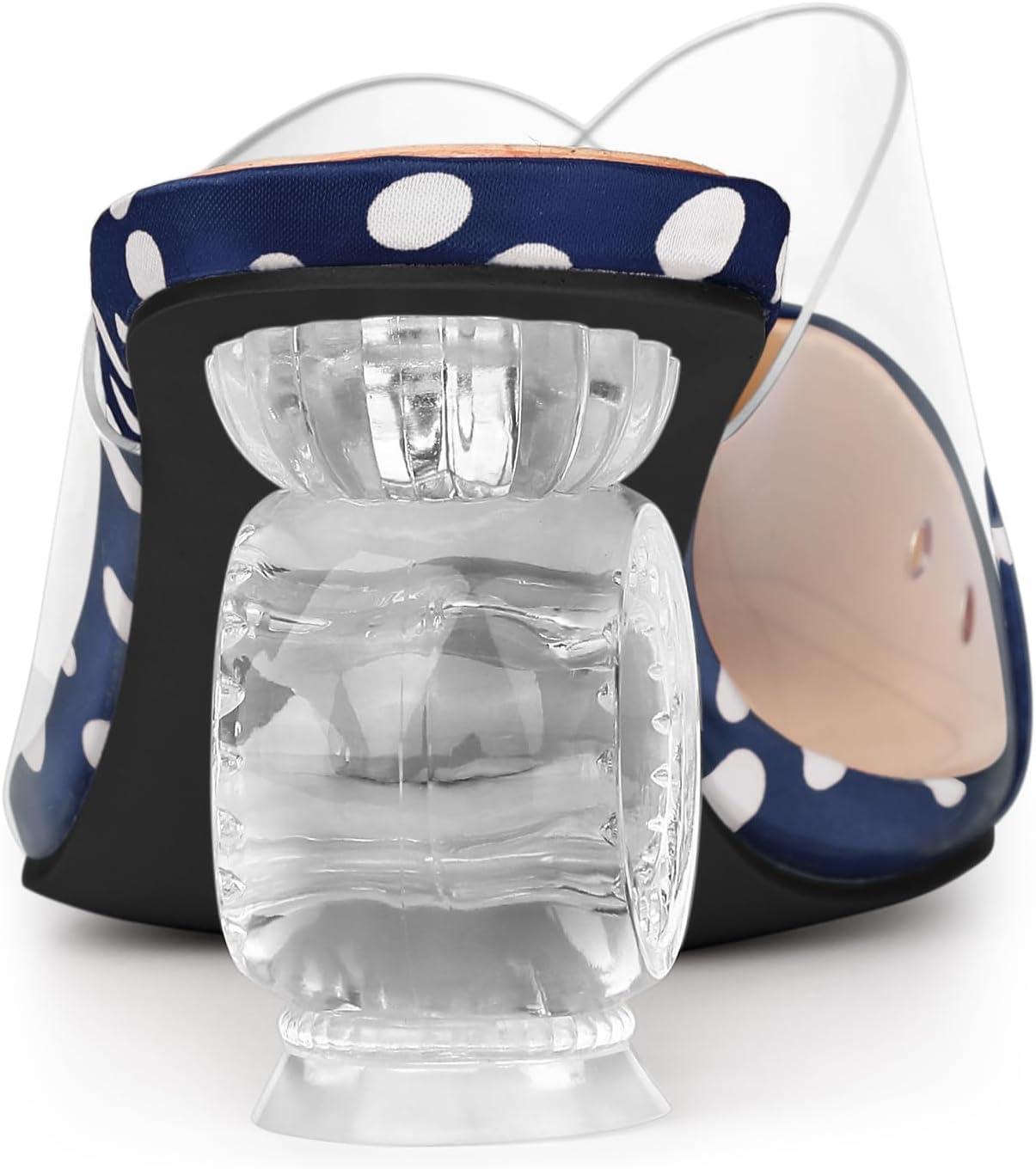 imageAllegra K Womens Polka Dots Clear Chunky Heels Slides MulesBlue