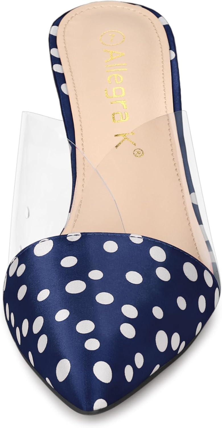 imageAllegra K Womens Polka Dots Clear Chunky Heels Slides MulesBlue