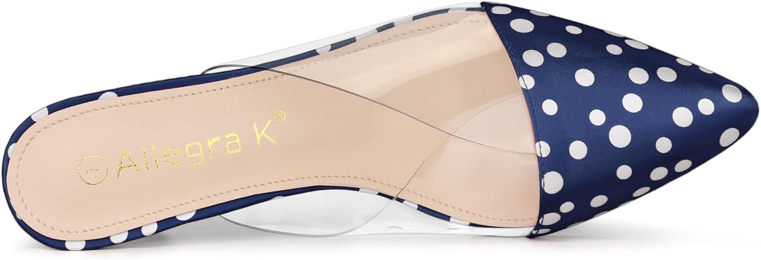 imageAllegra K Womens Polka Dots Clear Chunky Heels Slides MulesBlue