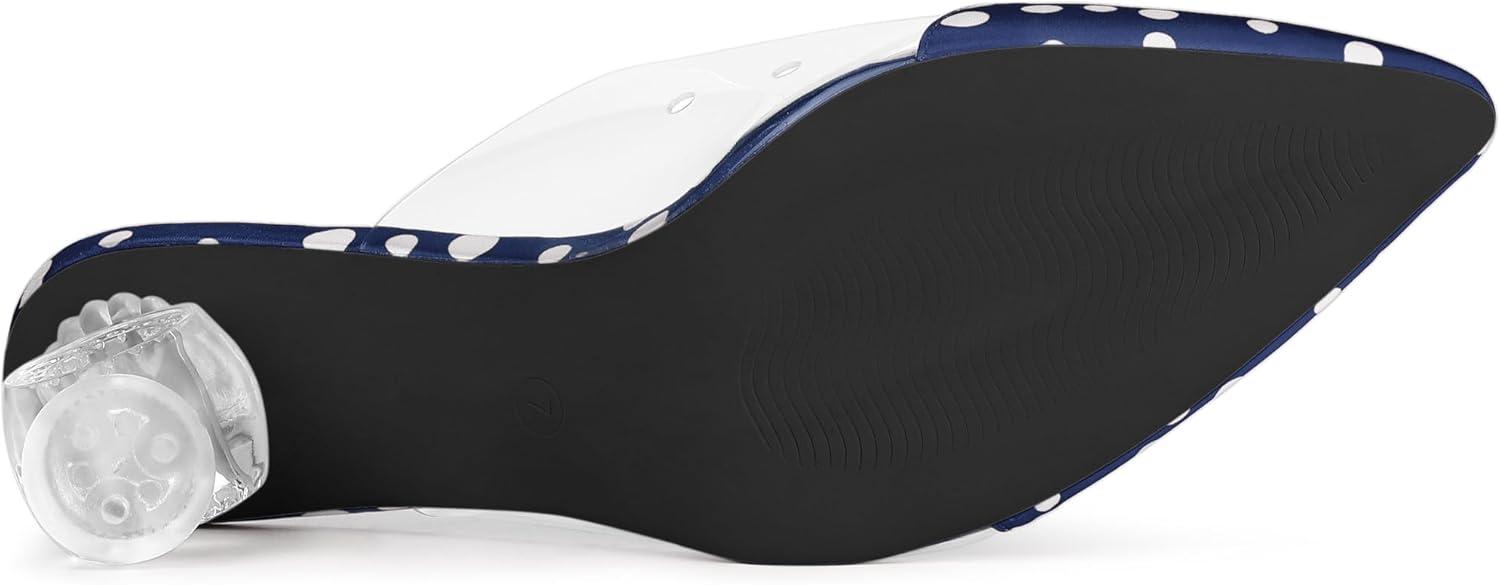 imageAllegra K Womens Polka Dots Clear Chunky Heels Slides MulesBlue