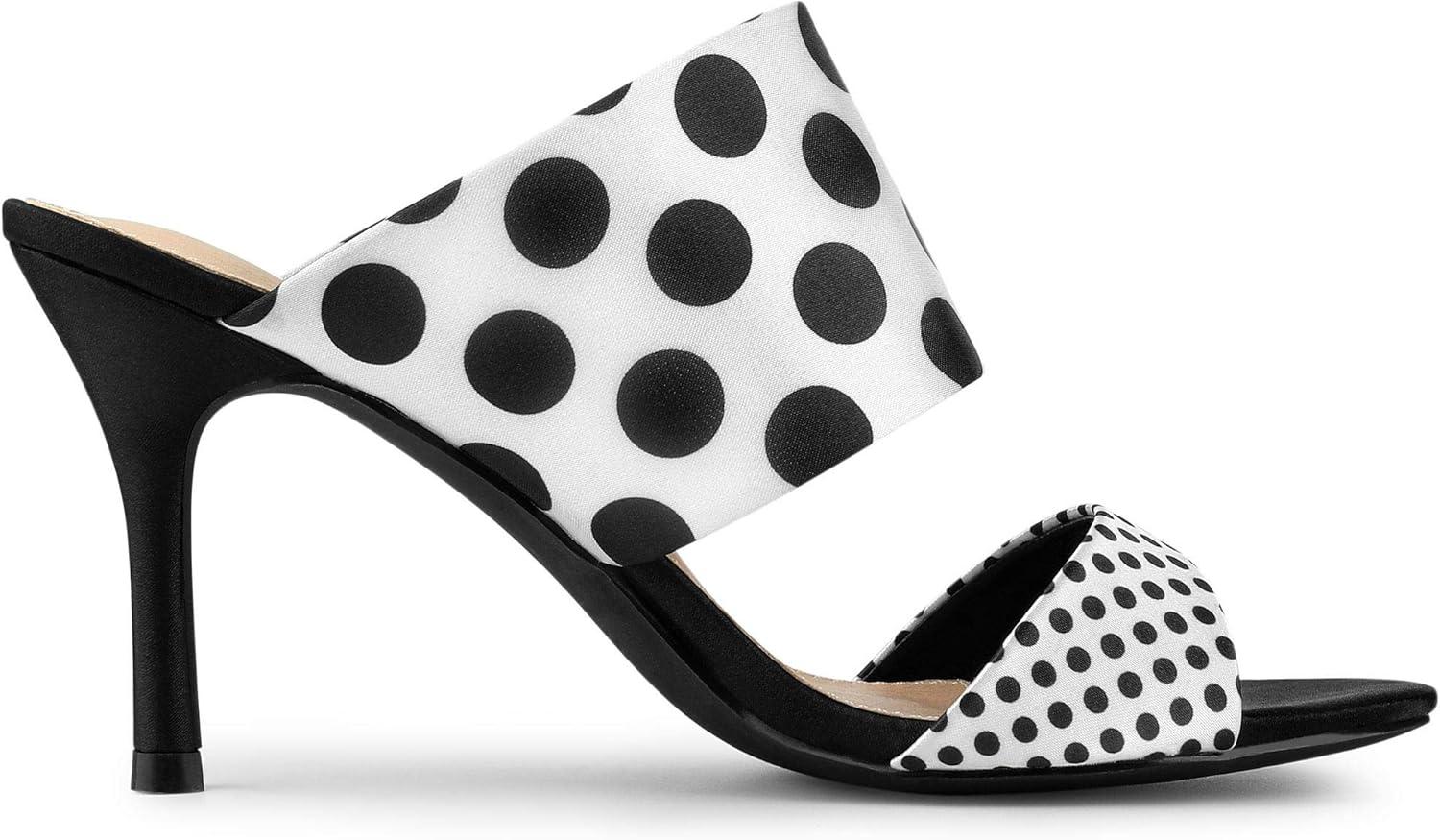 imageAllegra K Womens Polka Dots Stiletto Heel Slides SandalsBlack