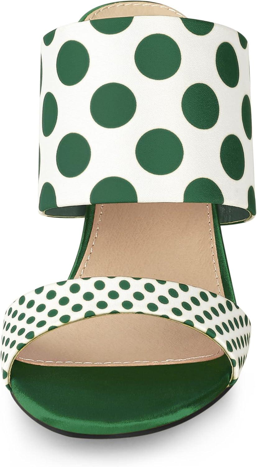 imageAllegra K Womens Polka Dots Stiletto Heel Slides SandalsDark Green