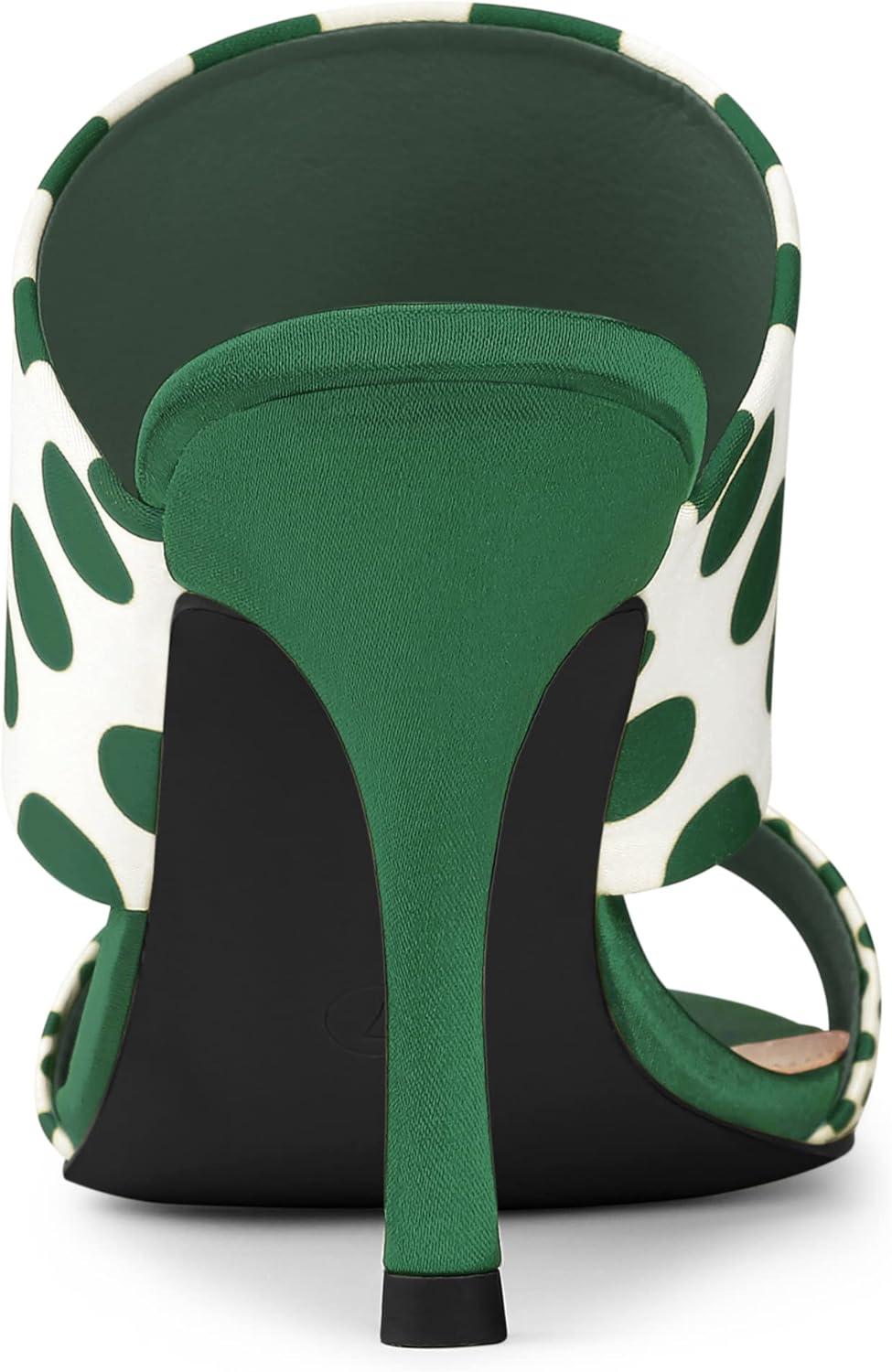 imageAllegra K Womens Polka Dots Stiletto Heel Slides SandalsDark Green