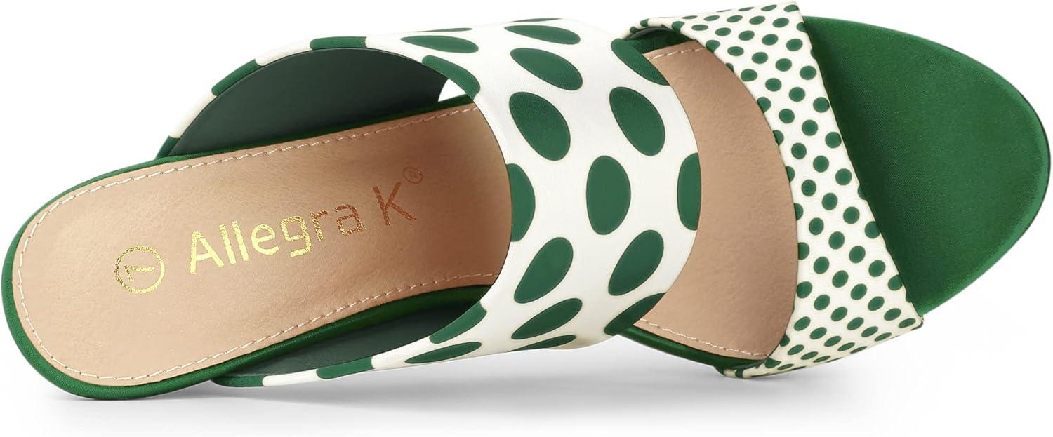 imageAllegra K Womens Polka Dots Stiletto Heel Slides SandalsDark Green
