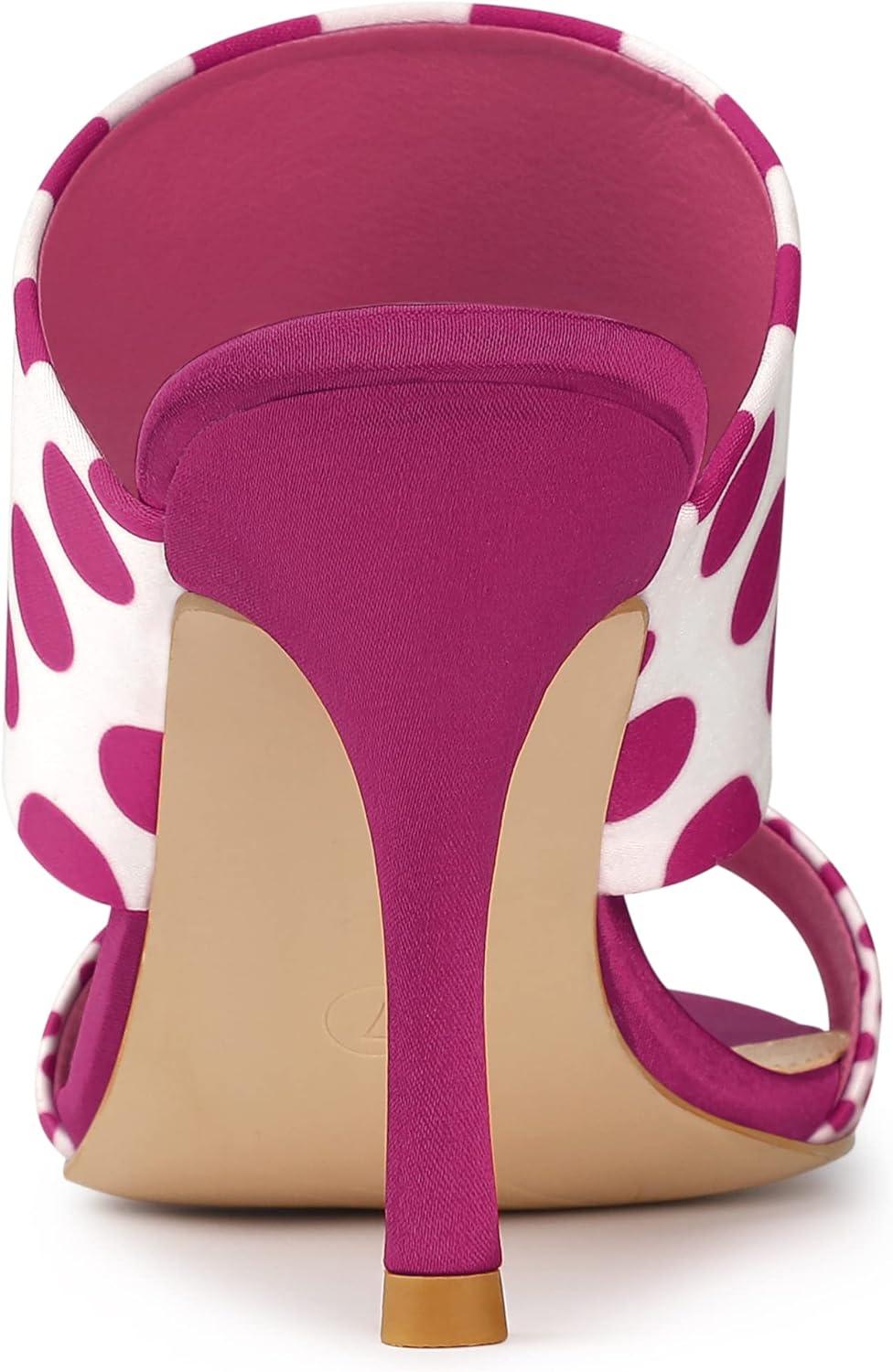 imageAllegra K Womens Polka Dots Stiletto Heel Slides SandalsHot Pink