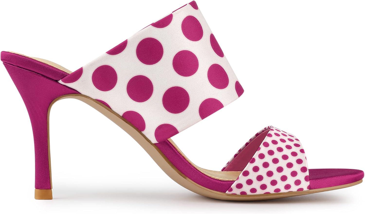 imageAllegra K Womens Polka Dots Stiletto Heel Slides SandalsHot Pink