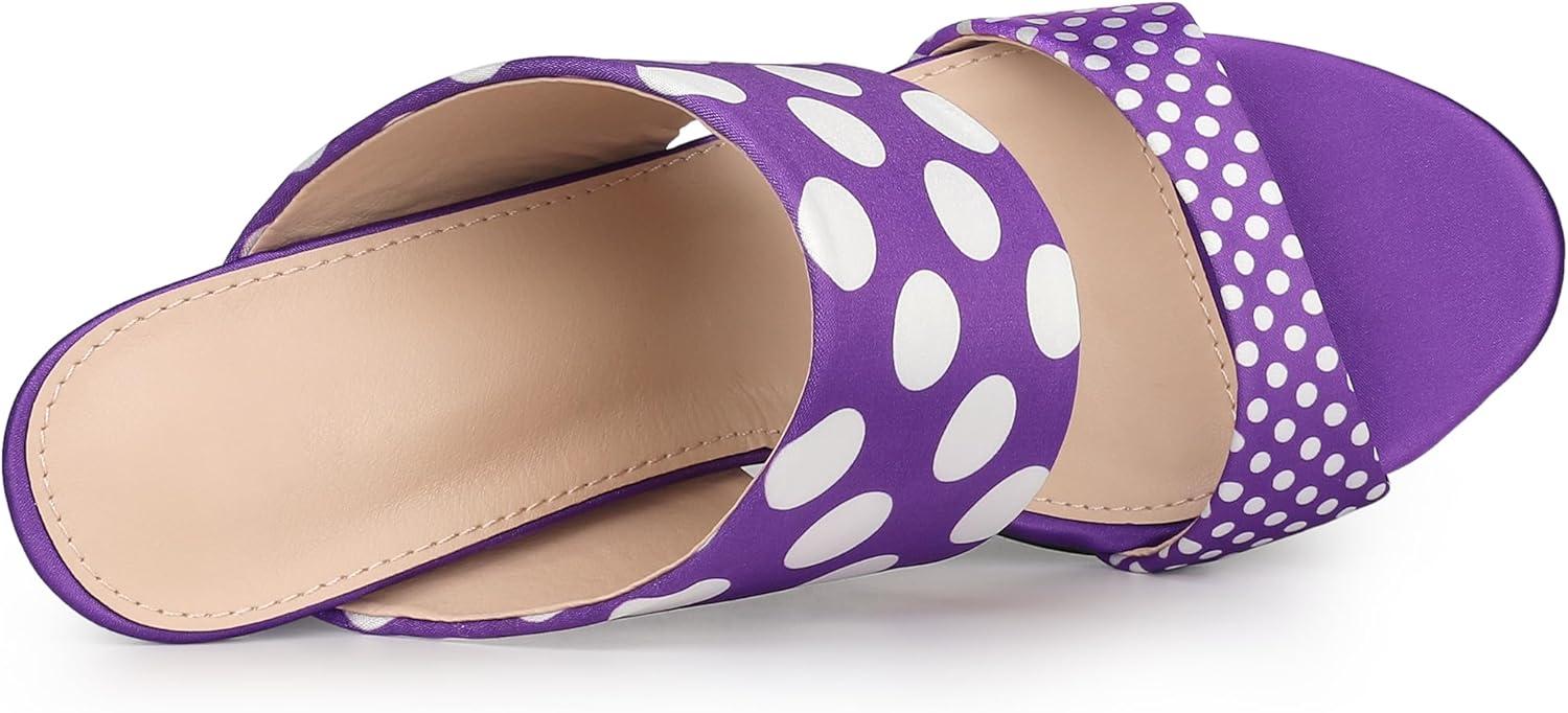 imageAllegra K Womens Polka Dots Stiletto Heel Slides SandalsPurple