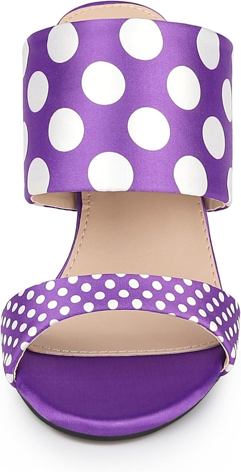 imageAllegra K Womens Polka Dots Stiletto Heel Slides SandalsPurple